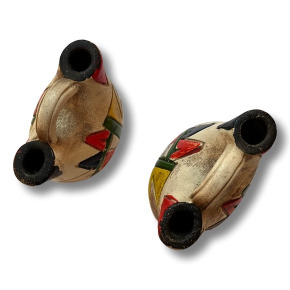 Native American Pottery Double Bud Vase Pair / Indian Wedding Pitcher - Picture 3 of 4